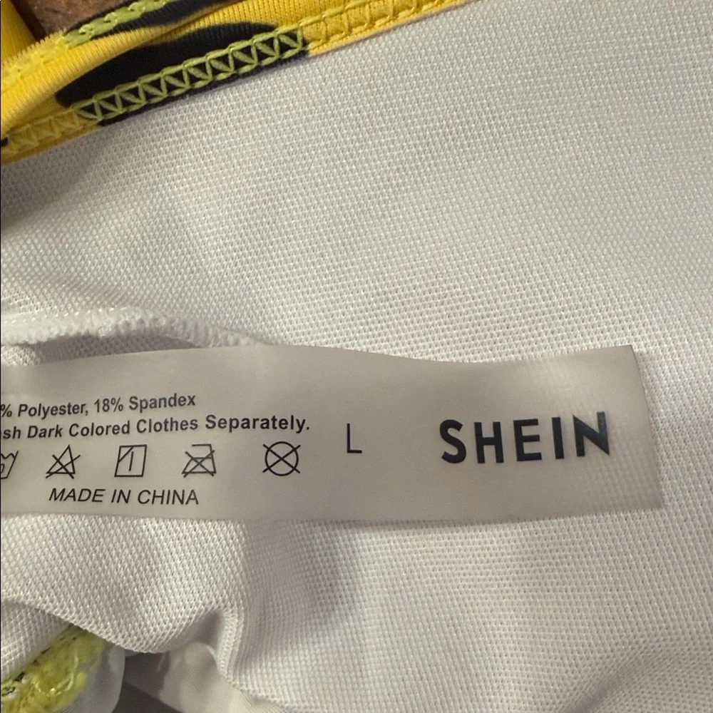 SHEIN Yellow and Black Leopard Print Swim Top just the top